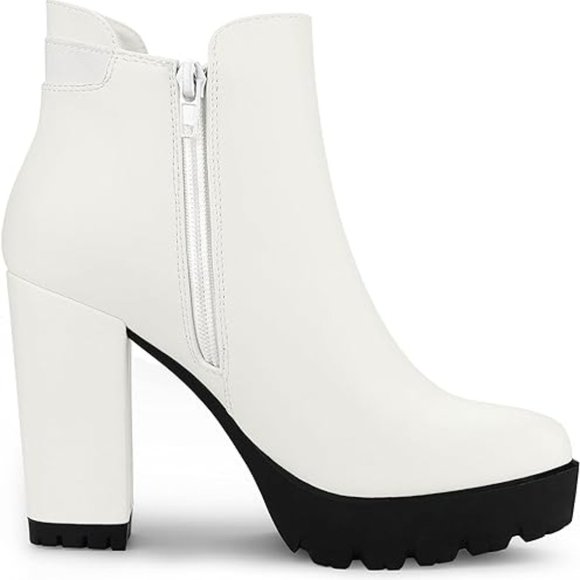 Allegra K Women's Chunky High Heel Platform Zipper Chelsea Boots - Picture 4 of 9